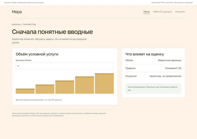 Концепт «Мера»: параметры оценки, демонстрационные данные