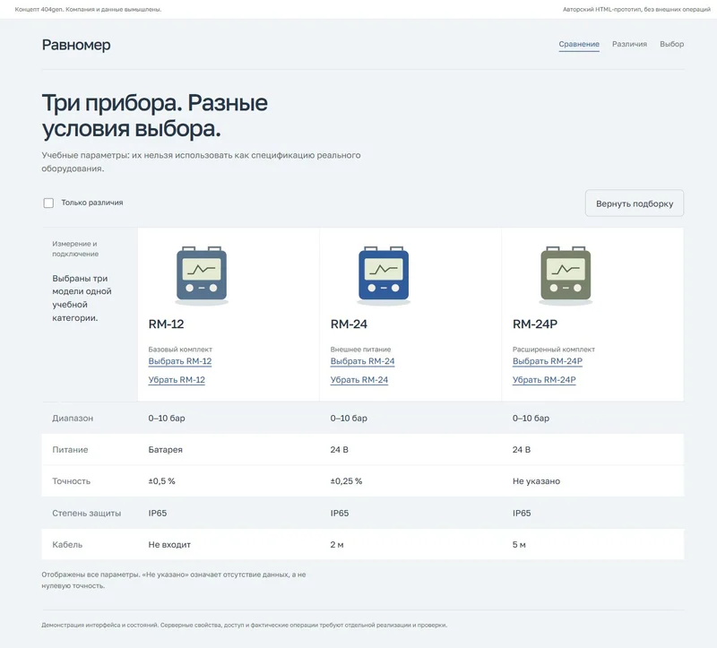 Концепт «Равномер»: сравнение приборов, демонстрационные данные
